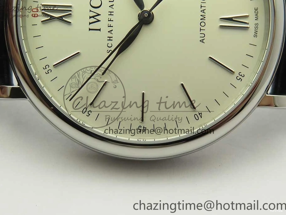 MIROTIME 0419 Portofino Automatic SS FKF 1:1 Best Edition White Dial SS Markers on Black Leather Strap A QuickDry 7138